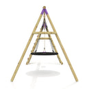 Rebo Double Swing Set with Climbing Wall - Vale Purple