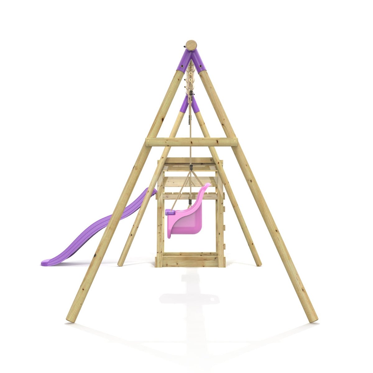 Rebo Double Swing Set with Slide - Luna Purple