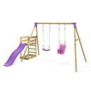 Rebo Double Swing Set with Slide - Luna Purple