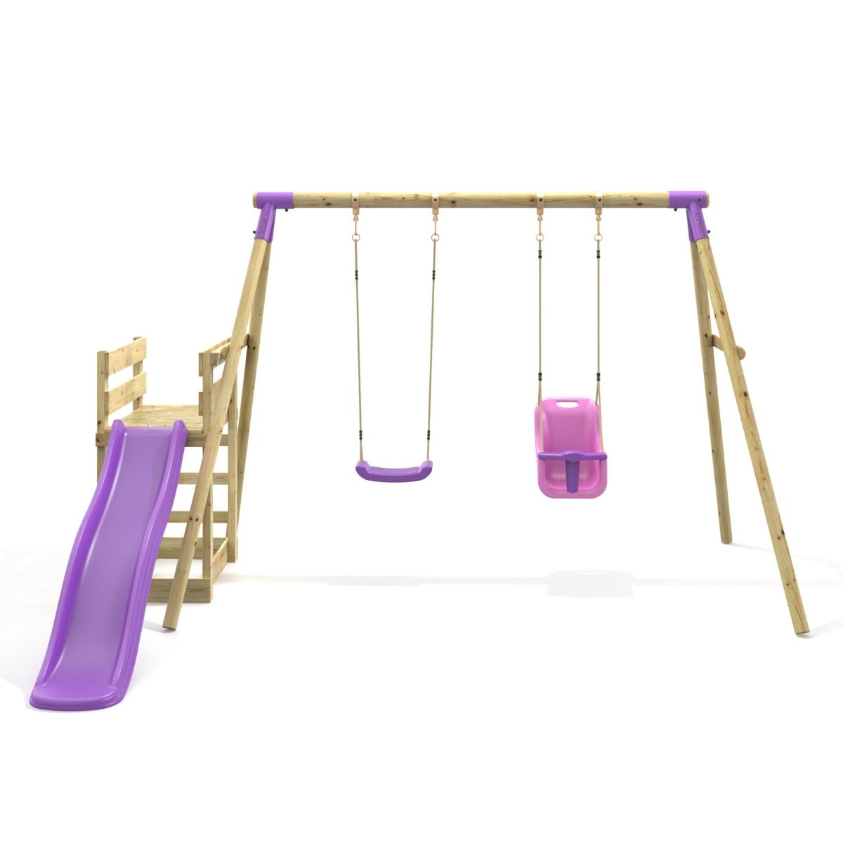 Rebo Double Swing Set with Slide - Luna Purple