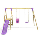 Rebo Double Swing Set with Slide - Odyssey Purple
