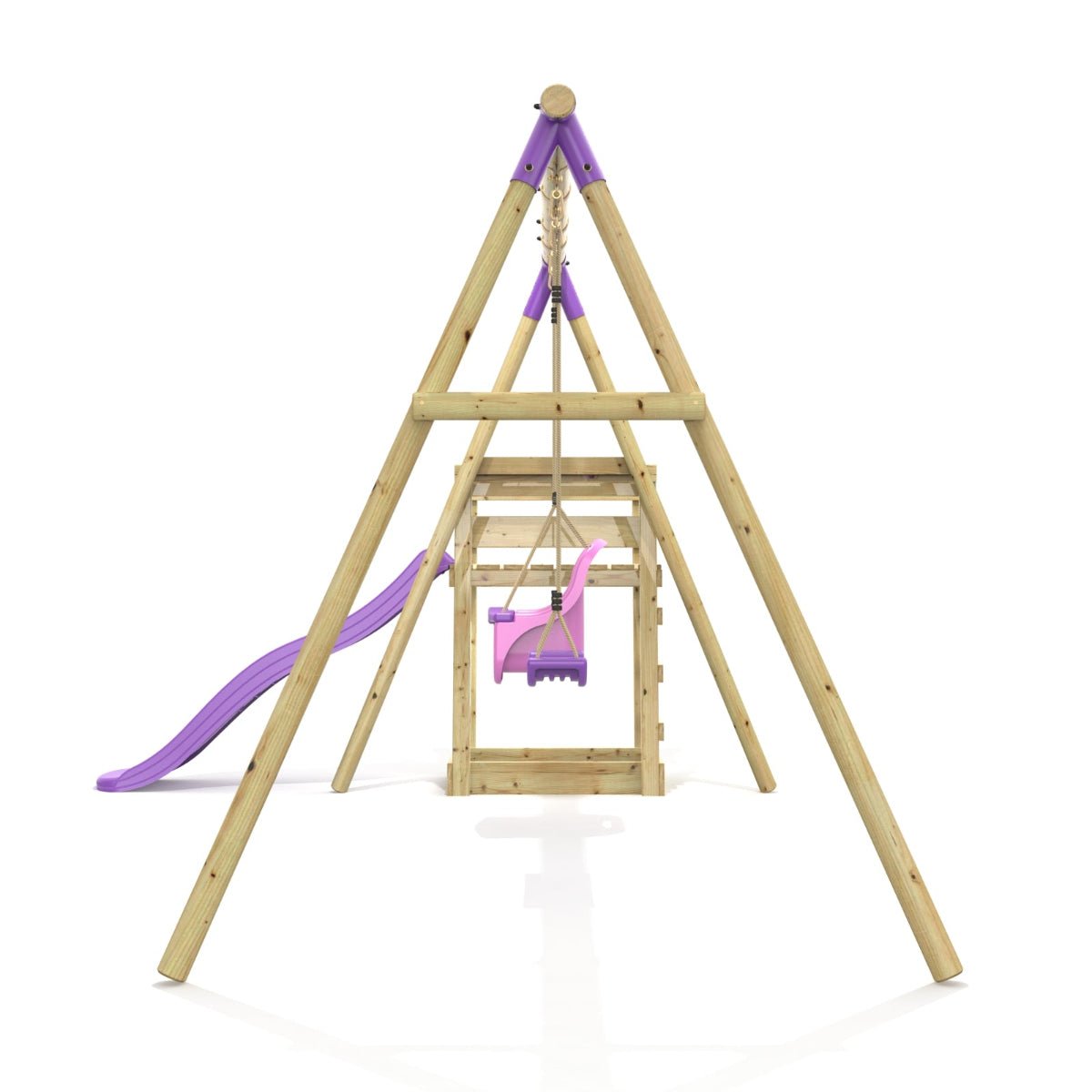 Rebo Double Swing Set with Slide - Odyssey Purple