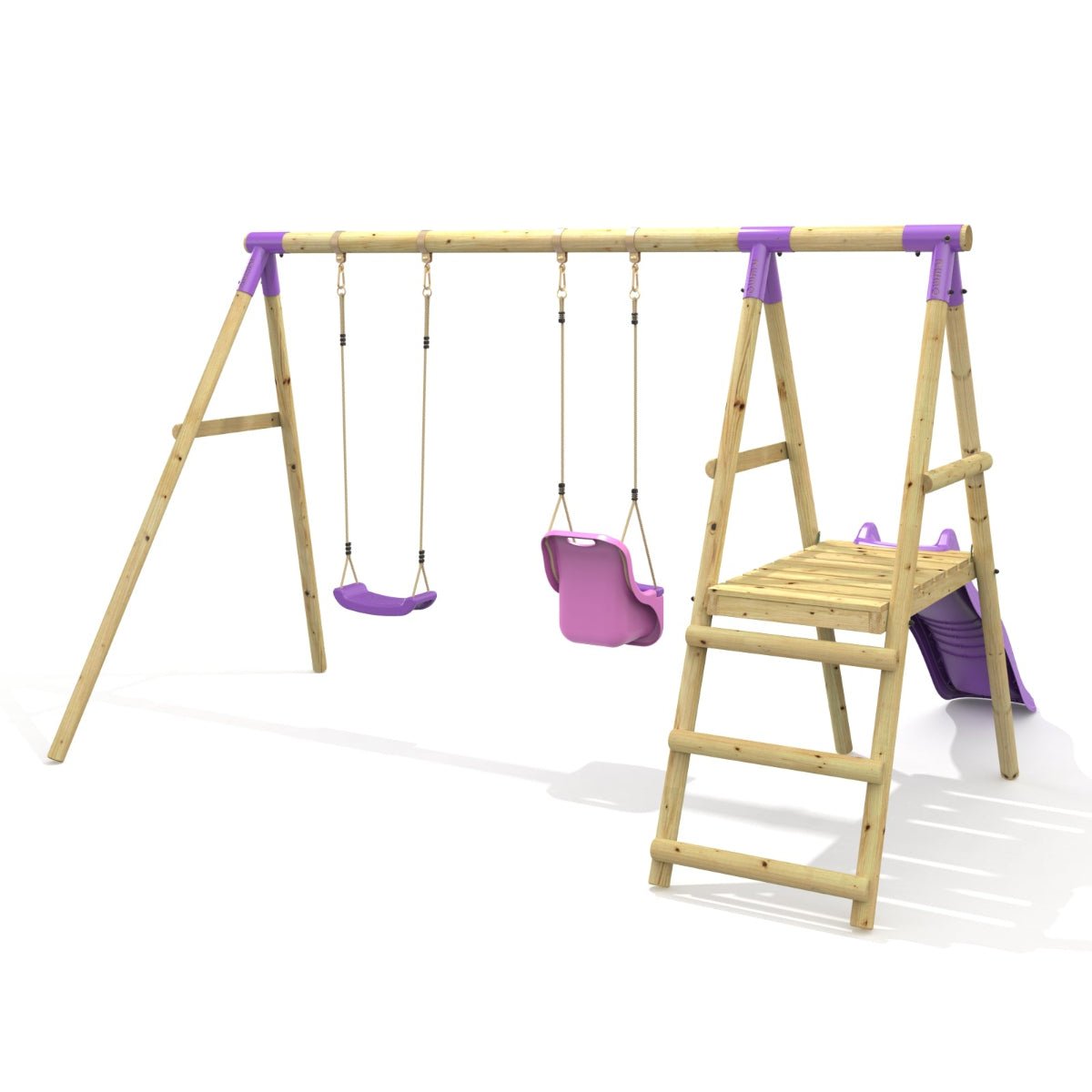 Rebo Double Swing Set with Slide - Odyssey Purple