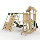 Rebo Extended Tower Wooden Climbing Frame with Swings & Slide - Crestone