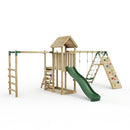 Rebo Extended Tower Wooden Climbing Frame with Swings & Slide - Dolomite