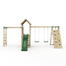 Rebo Extended Tower Wooden Climbing Frame with Swings & Slide - Dolomite