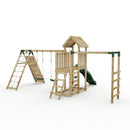 Rebo Extended Tower Wooden Climbing Frame with Swings & Slide - Dolomite