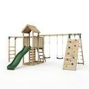 Rebo Extended Tower Wooden Climbing Frame with Swings & Slide - Dolomite