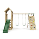 Rebo Extended Tower Wooden Climbing Frame with Swings & Slide - Greenhorn