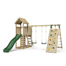 Rebo Extended Tower Wooden Climbing Frame with Swings & Slide - Greenhorn