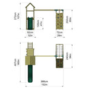 Rebo Extended Tower Wooden Climbing Frame with Swings & Slide - Greenhorn