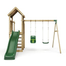 Rebo Extended Tower Wooden Climbing Frame with Swings & Slide - Rainier