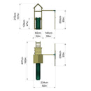 Rebo Extended Tower Wooden Climbing Frame with Swings & Slide - Rushmore