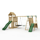 Rebo Extended Tower Wooden Climbing Frame with Swings & Slide - San Luis