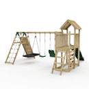 Rebo Extended Tower Wooden Climbing Frame with Swings & Slide - Sanford