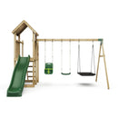 Rebo Extended Tower Wooden Climbing Frame with Swings & Slide - Snowdon