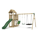 Rebo Extended Tower Wooden Climbing Frame with Swings & Slide - Snowdon