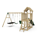 Rebo Extended Tower Wooden Climbing Frame with Swings & Slide - Snowdon