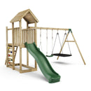 Rebo Extended Tower Wooden Climbing Frame with Swings & Slide - Snowdon