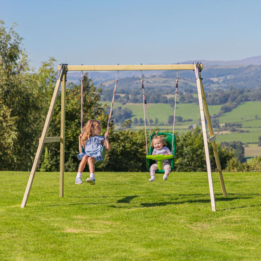 Modify Swing Set Rebo Glide Wooden Double Swing Sets with Two Swing Seats – Tulip
