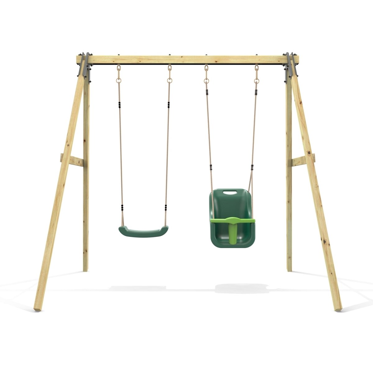 Rebo Glide Wooden Double Swing Sets with Two Swing Seats – Tulip