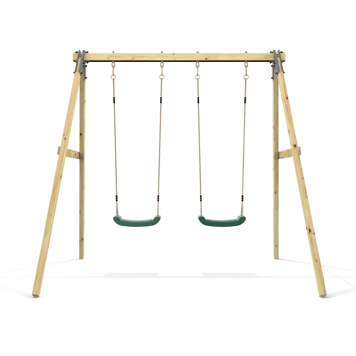 Rebo Glide Wooden Double Swing Sets with Two Swing Seats – Tulip