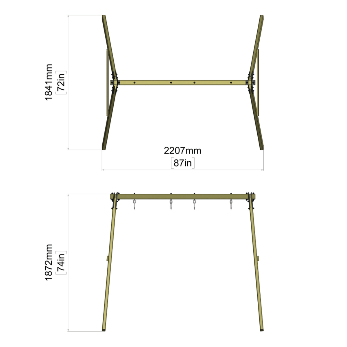 Rebo Glide Wooden Double Swing Sets with Two Swing Seats – Tulip