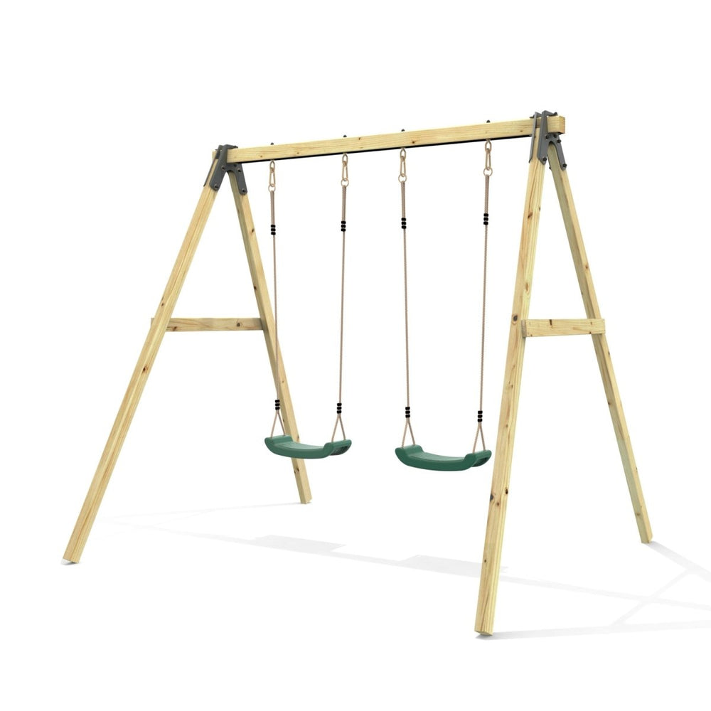 Rebo Glide Wooden Double Swing Sets with Two Swing Seats – Tulip