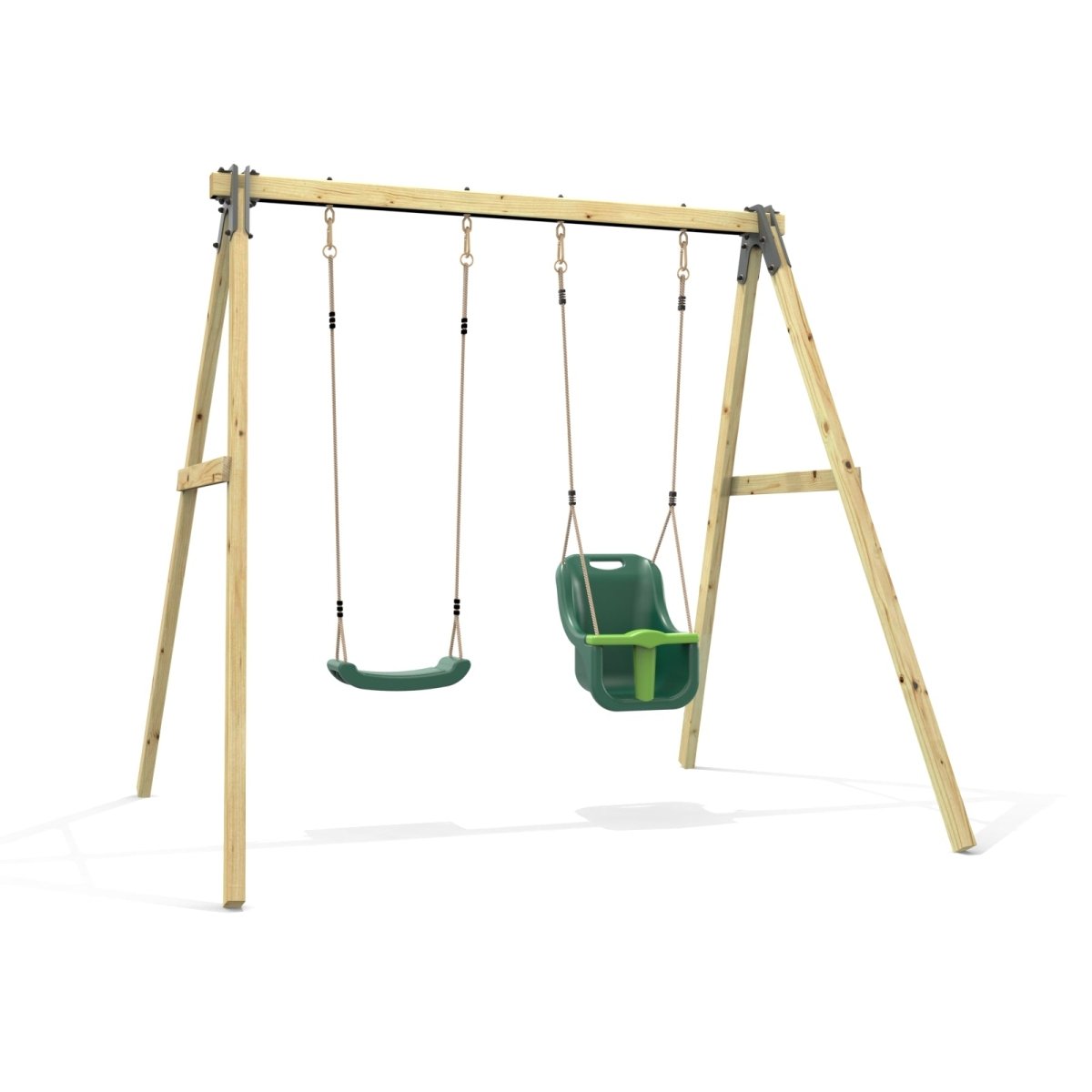 Rebo Glide Wooden Double Swing Sets with Two Swing Seats – Tulip
