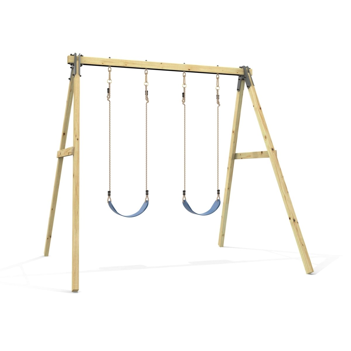 Rebo Glide Wooden Double Swing Sets with Two Swing Seats – Tulip
