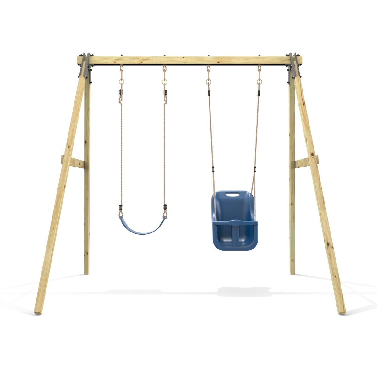 Rebo Glide Wooden Double Swing Sets with Two Swing Seats – Tulip