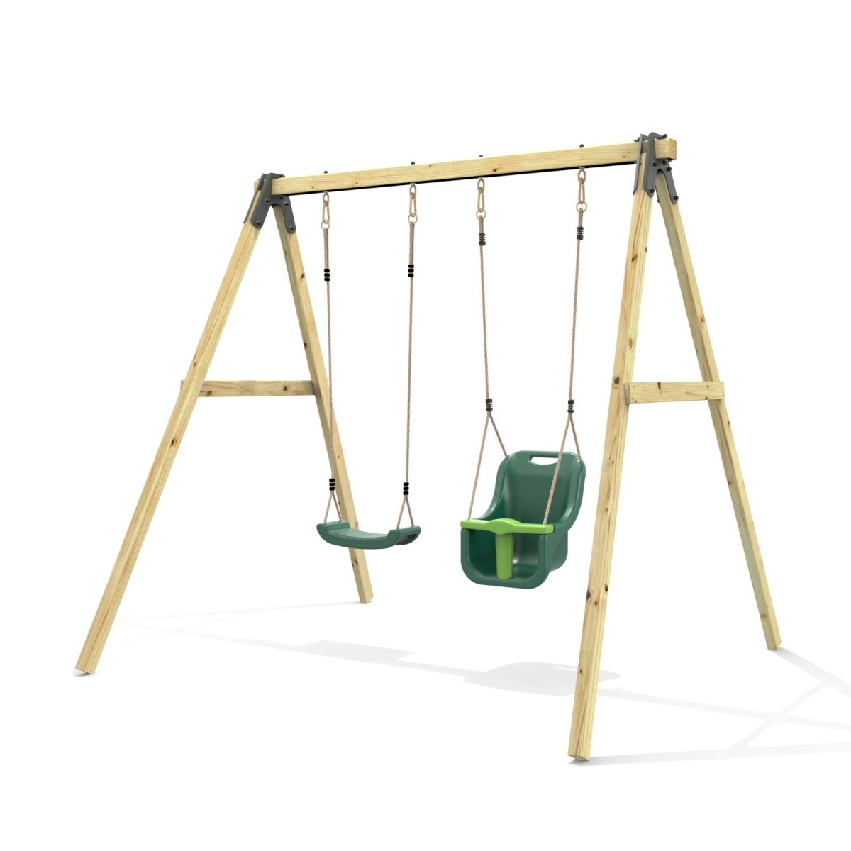 Rebo Glide Wooden Double Swing Sets with Two Swing Seats – Tulip