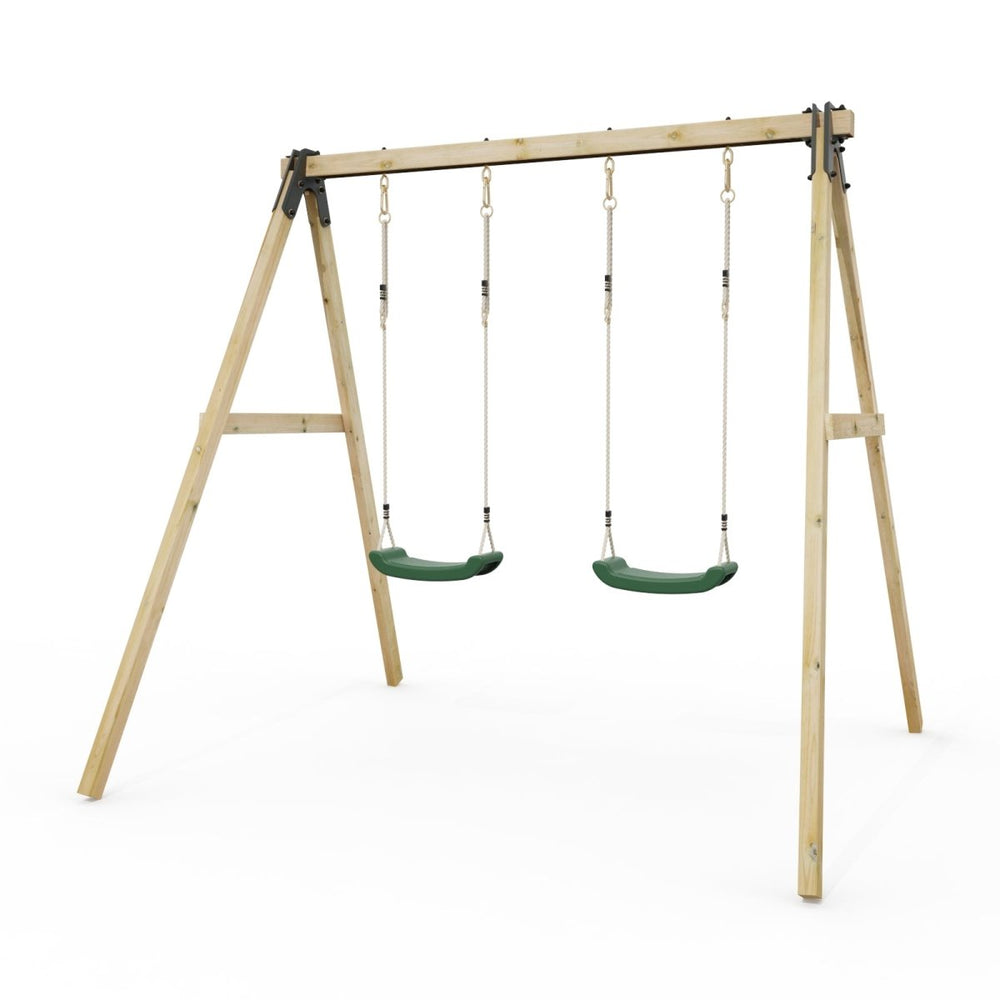 Rebo Glide Wooden Double Swing Sets with Two Swing Seats – Tulip