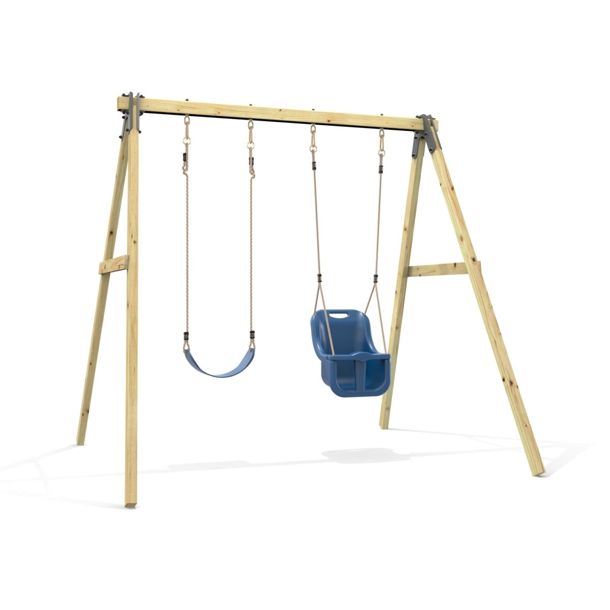 Rebo Glide Wooden Double Swing Sets with Two Swing Seats – Tulip