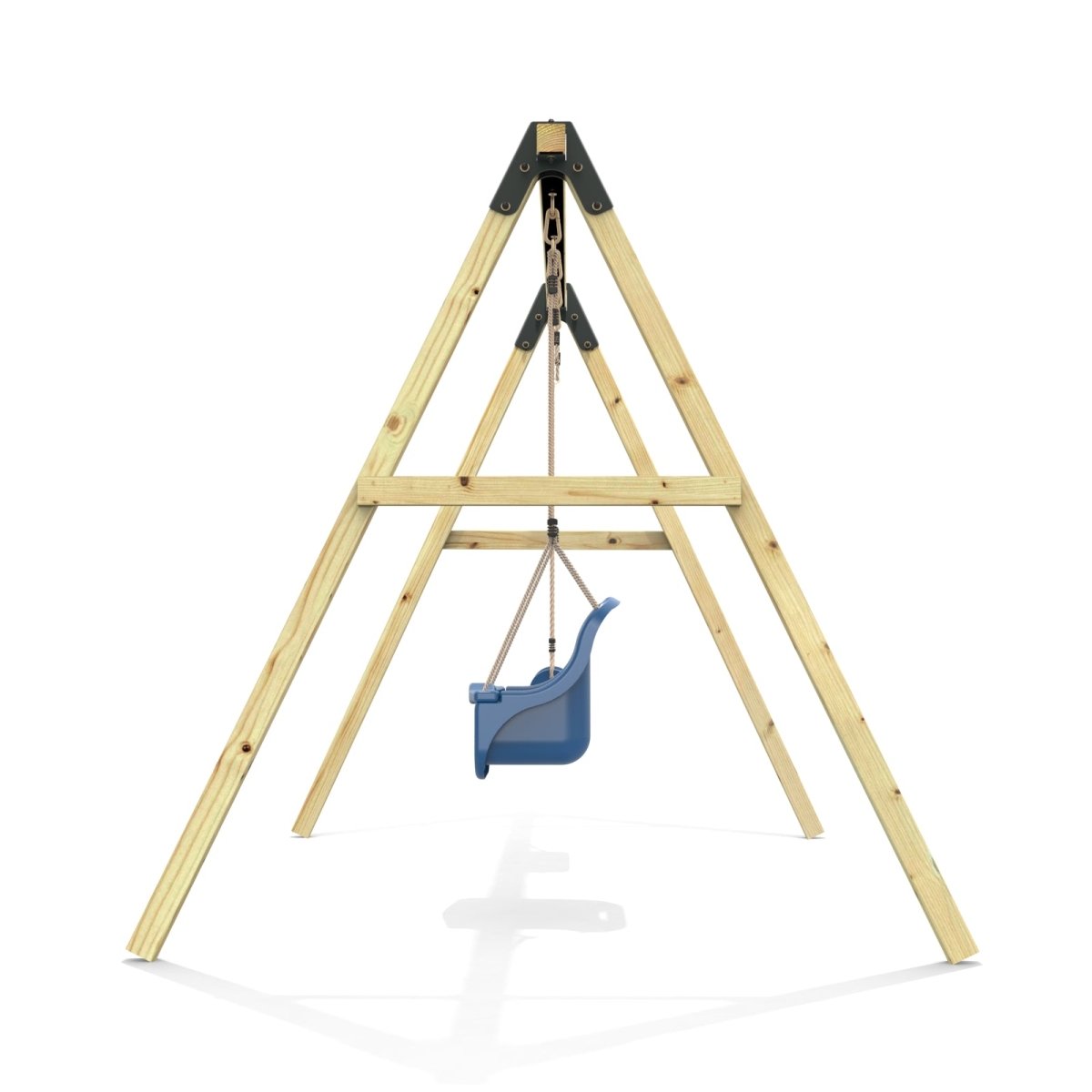 Rebo Glide Wooden Double Swing Sets with Two Swing Seats – Tulip