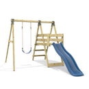 Rebo Glide Wooden Single Swing Sets with 6ft Slide and Swing Seat – Orchid