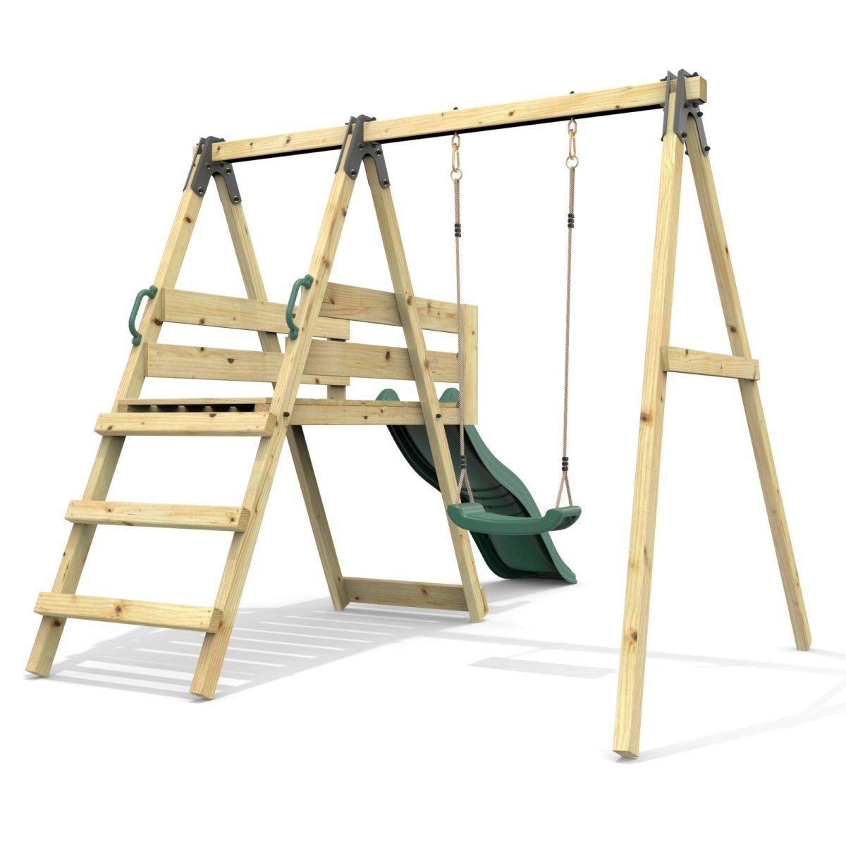 Rebo Glide Wooden Single Swing Sets with 6ft Slide and Swing Seat – Orchid