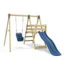 Rebo Glide Wooden Single Swing Sets with 6ft Slide and Swing Seat – Orchid