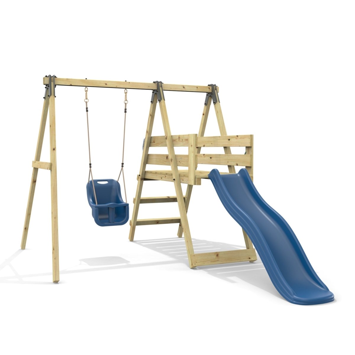 Rebo Glide Wooden Single Swing Sets with 6ft Slide and Swing Seat – Orchid