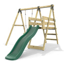 Rebo Glide Wooden Single Swing Sets with 6ft Slide and Swing Seat – Orchid
