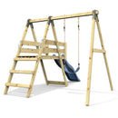 Rebo Glide Wooden Single Swing Sets with 6ft Slide and Swing Seat – Orchid
