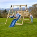 Rebo Glide Wooden Single Swing Sets with 6ft Slide and Swing Seat – Orchid