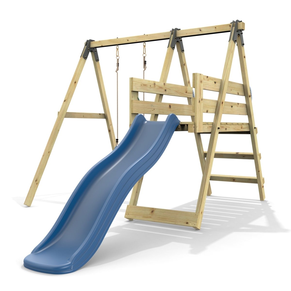 Rebo Glide Wooden Single Swing Sets with 6ft Slide and Swing Seat – Orchid