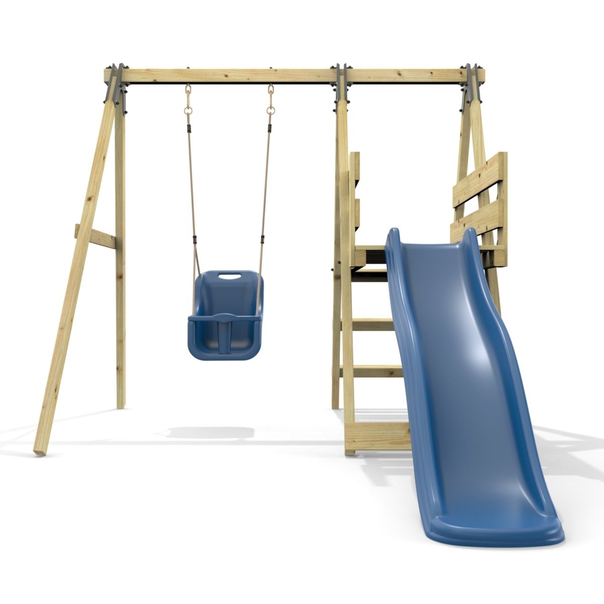 Rebo Glide Wooden Single Swing Sets with 6ft Slide and Swing Seat – Orchid