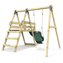 Rebo Glide Wooden Single Swing Sets with 6ft Slide and Swing Seat – Orchid