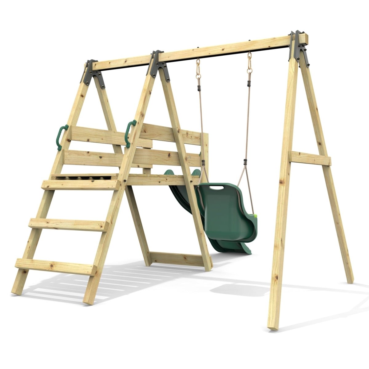 Rebo Glide Wooden Single Swing Sets with 6ft Slide and Swing Seat – Orchid