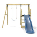 Rebo Glide Wooden Single Swing Sets with 6ft Slide and Swing Seat – Orchid