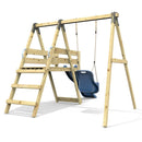 Rebo Glide Wooden Single Swing Sets with 6ft Slide and Swing Seat – Orchid