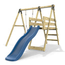Rebo Glide Wooden Single Swing Sets with 6ft Slide and Swing Seat – Orchid