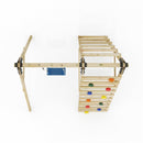 Rebo Glide Wooden Single Swing Sets with Climbing Wall and Swing Seat – Lavender